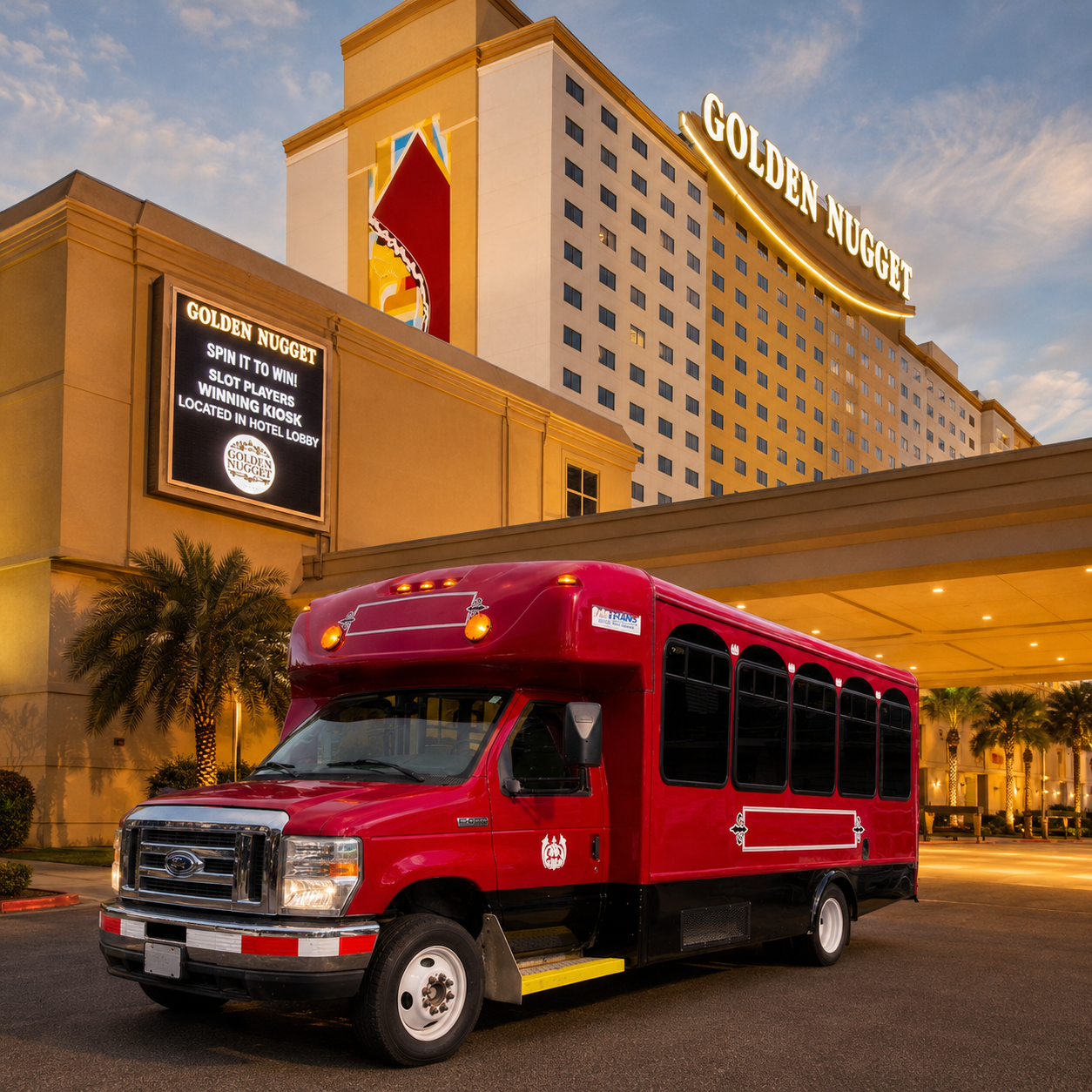 The Double Jack Express bus at the Golden Nugget casino in Biloxi